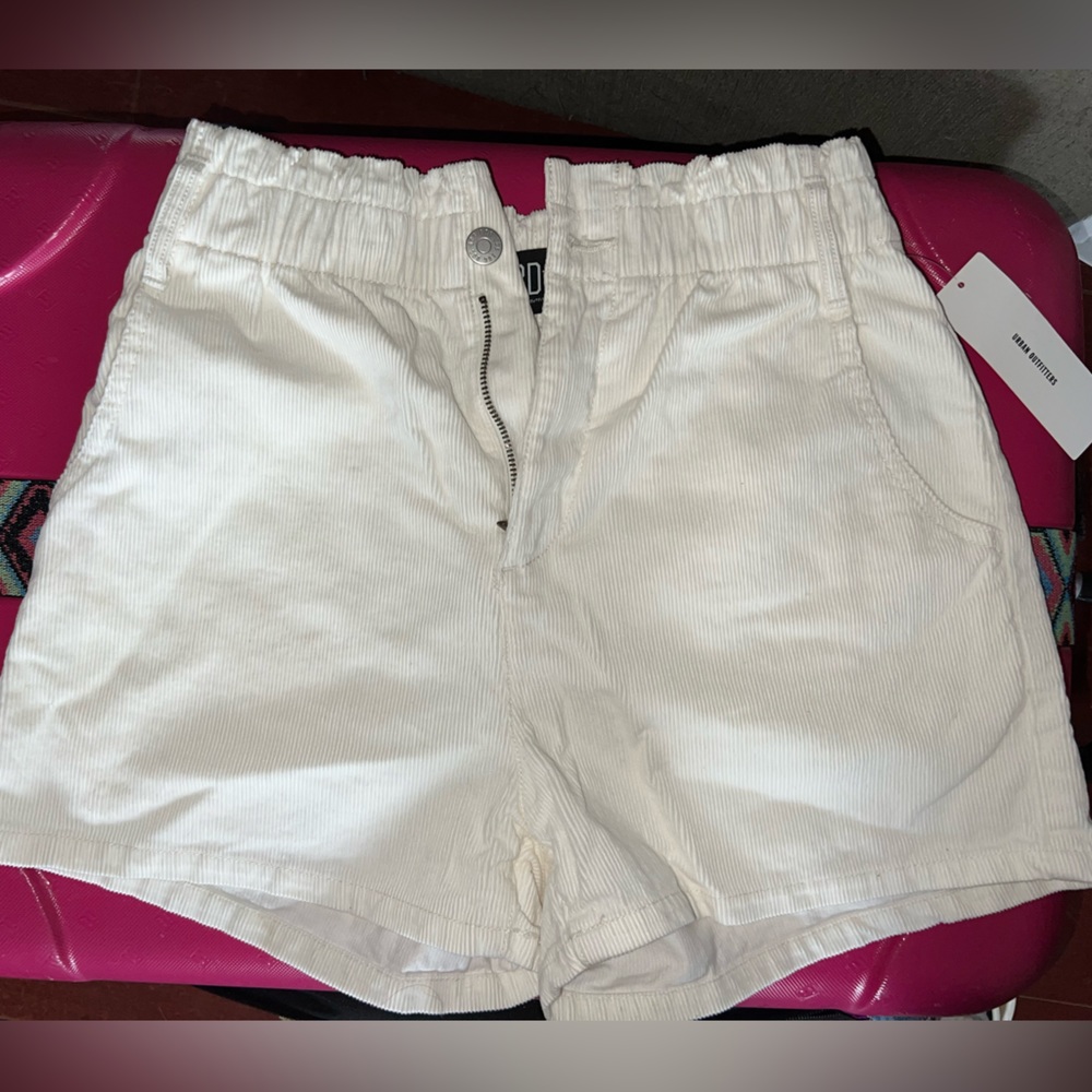 White coloroid high waisted shorts